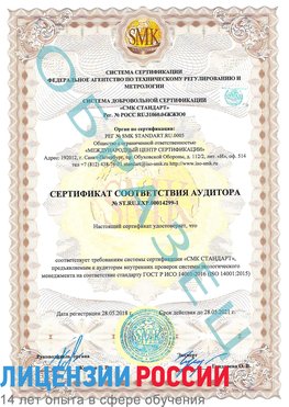 Образец сертификата соответствия аудитора №ST.RU.EXP.00014299-1 Веселый Сертификат ISO 14001
